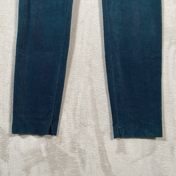 $255 Theory Oslo Corduroy High Waist Legging Pant Women 6 Green Poplar Dark Teal - Picture 4 of 14